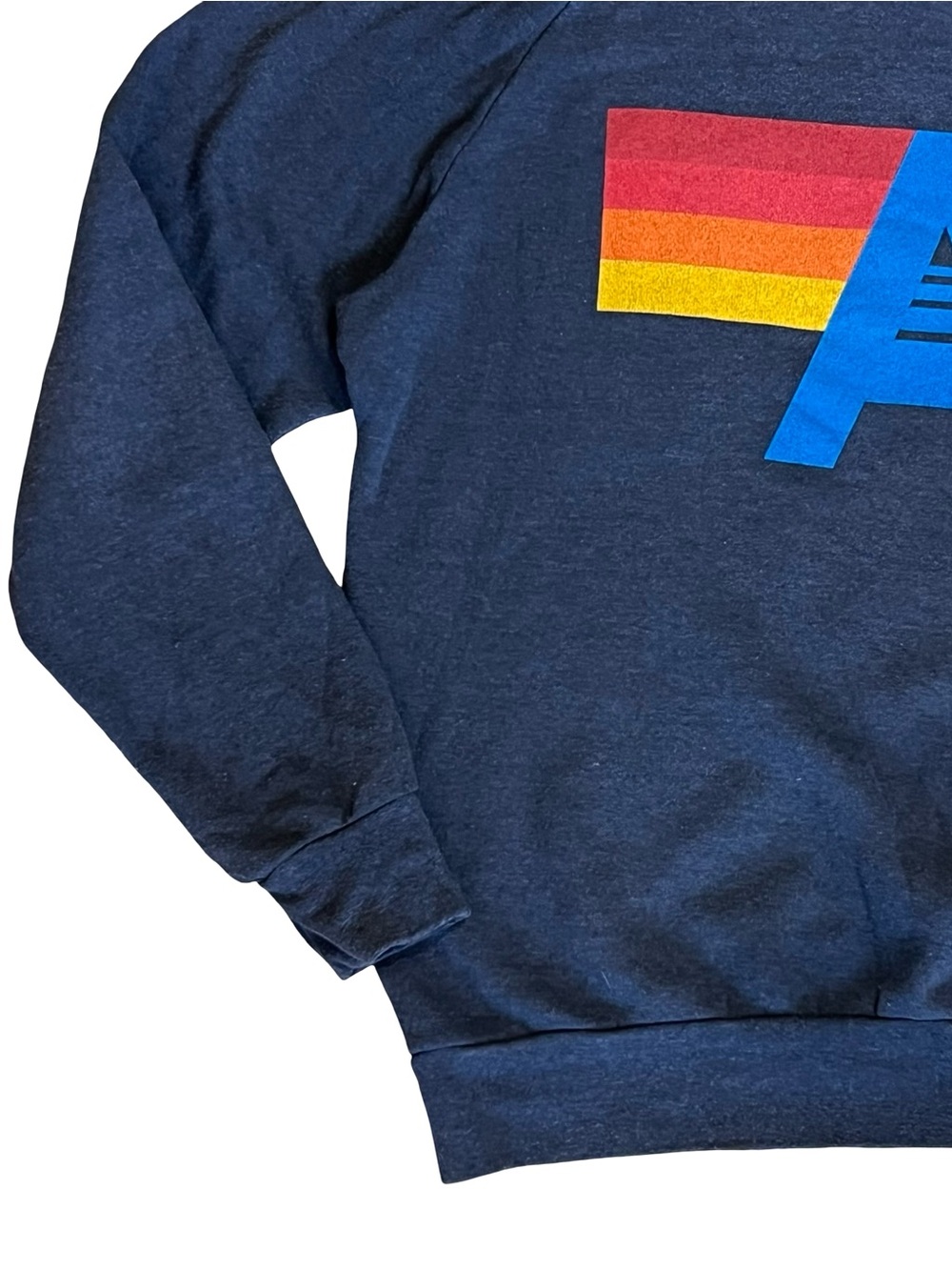 Aviator Nation Sz M Navy Blue Logo Stitch Sweatshirt Relaxed Crewneck - Picture 6 of 14